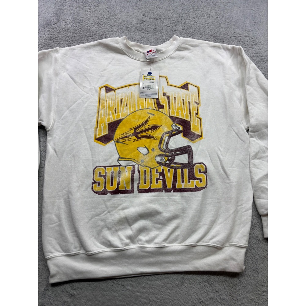 Champion Arizona State Sun Devils Crewneck Sweatshirt Mens Large White NWT
